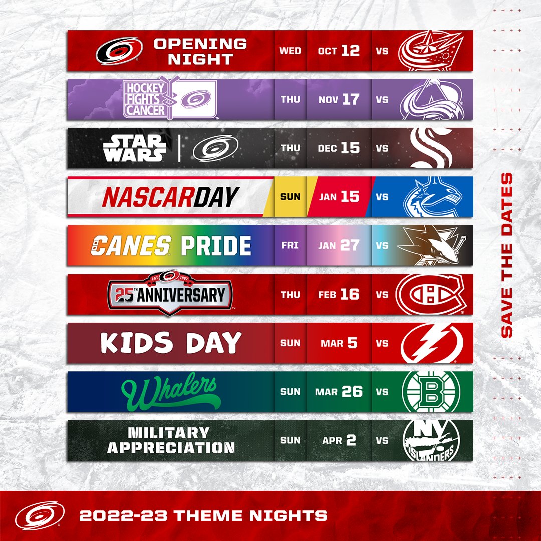 Carolina Hurricanes on Twitter "Save the dates 📅 Our first batch of