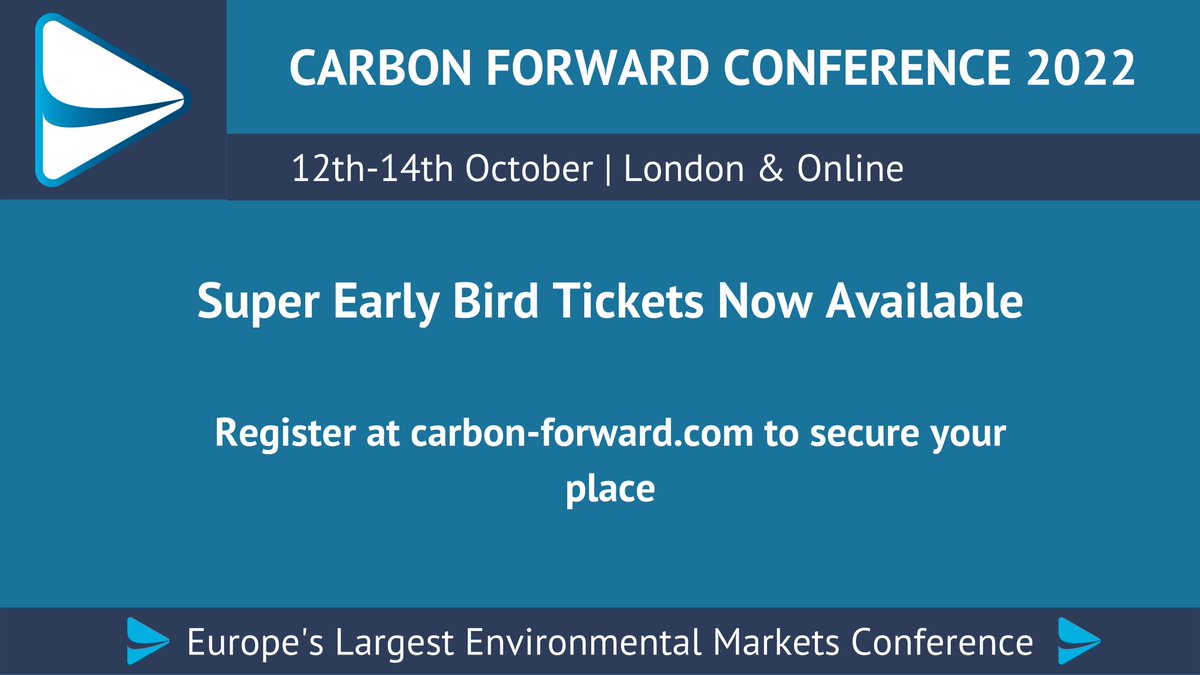 carbon_forward's tweet photo. Super Early Bird registration rates now available – register to secure your place at Europe's largest environmental markets conference #CF2022
* 12th-14th October, London and online *
Agenda: https://t.co/IfKreQCK9X
Tickets: https://t.co/xgCRrVwwI7 https://t.co/Sx4S5Z9ecD