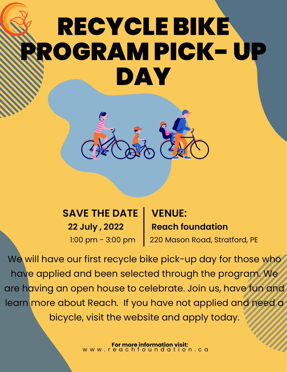 Hello everyone,
We are having an open house to celebrate, join us on the 22nd of July at Reach foundation 🥳

📍Reach Foundation 
🗓 Friday, July 22nd
⏰ 1:00 pm - 3:00 pm

#reachfoundation #pei #mentalhealth #addiction #support #Recovery