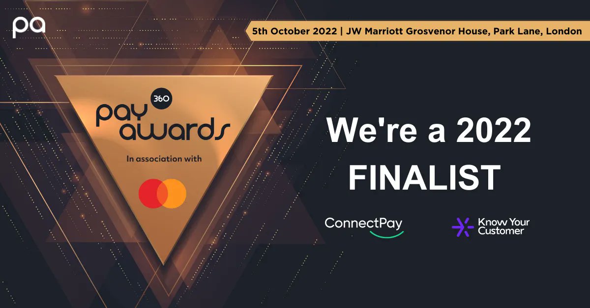 KYC_Ltd's tweet photo. We're delighted to announce that together with our client #ConnectPay we are shortlisted in the "Best #RegTech Project" category at the #Pay360Awards by @ThePAssoc.
👉 Discover all finalists: https://t.co/07pCeUPb87
👉 Learn about the project: https://t.co/gSLCFTUCgV https://t.co/qcKbzLcOVa
