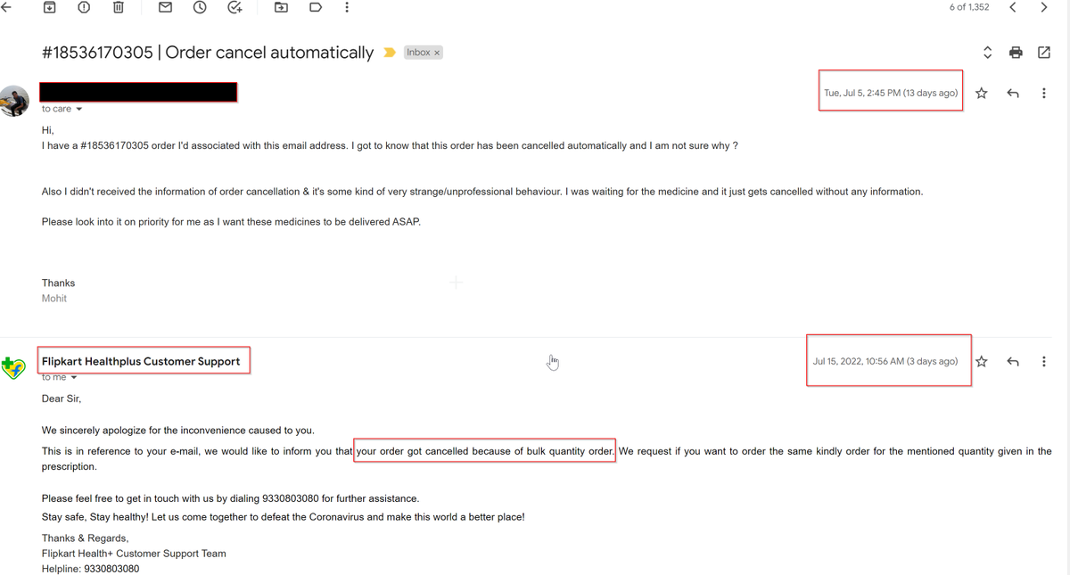 MOHIT KUMAR EARAN (@earanmohit) on Twitter photo I just want to say don't rely on <a href="/FlipkartHealth/">Flipkart Health+</a> they can cancel your order without informing you. Also their customer service reply back at least 10 days later..so just don't your waste time there.
see yourself.. I just want to say don't rely on <a href="/FlipkartHealth/">Flipkart Health+</a> they can cancel your order without informing you. Also their customer service reply back at least 10 days later..so just don't your waste time there.
see yourself..