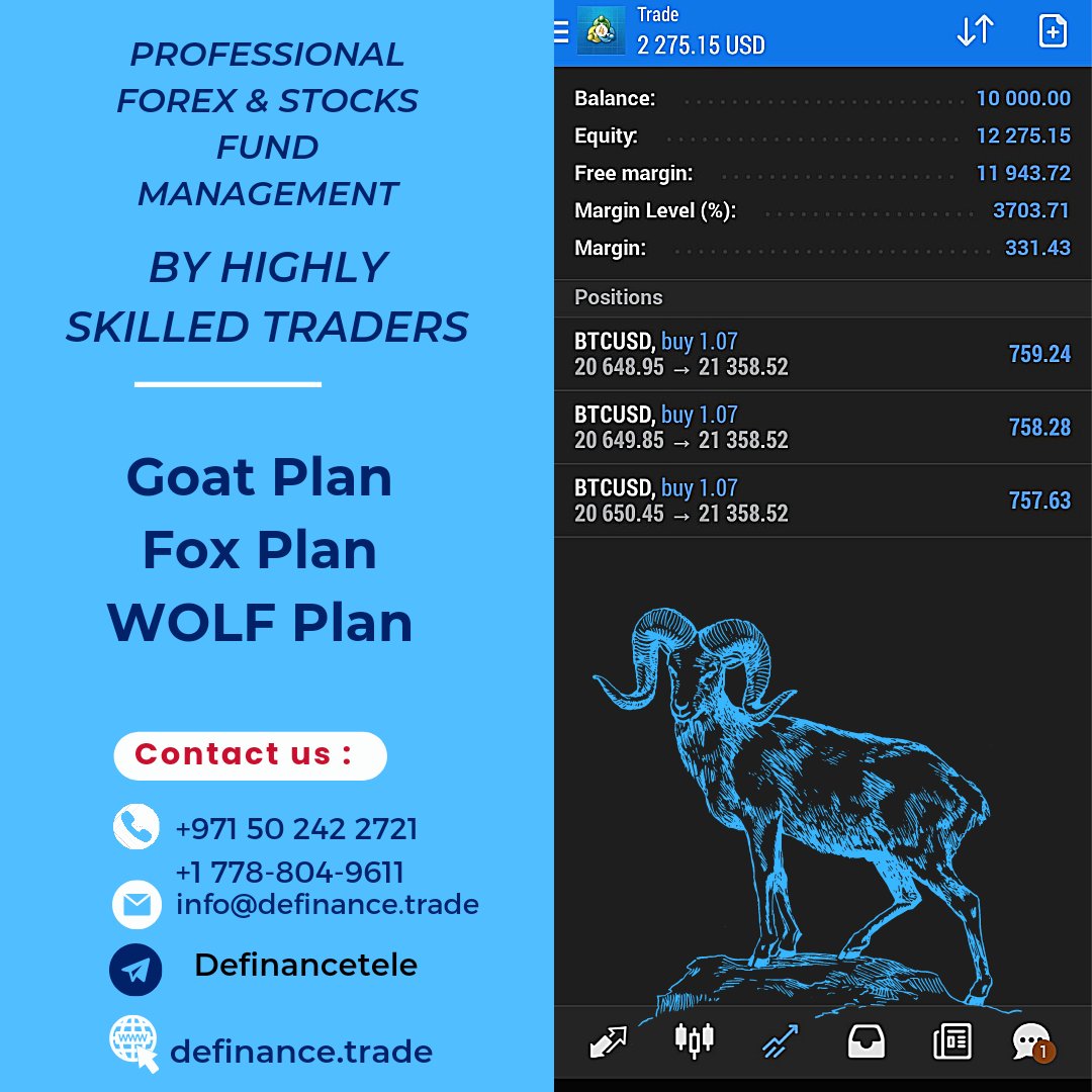 definance00's tweet photo. Professional 👨‍💼 Forex Fund managing by high quality Skilled Traders 💪 .
Up to 10% monthly profit  with Goat 🐐 Plan  Visit https://t.co/PPJMWsZUcV NOW 
#forex #fx  #definance  #فوركس_اليوم #فوركس #فوركس_الإمارات #فوركس_الكويت #تداول_الأسهم #تداول_السعودية #السعوديه #الأسهم https://t.co/RTTRc3Ka3l