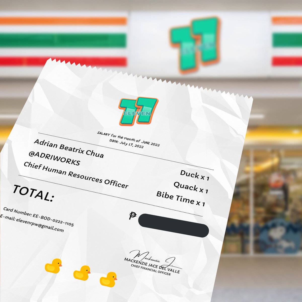 ADRIWORKS's tweet image. ⠀

            〄 ━━━ #ABCUPDATES.
⠀⠀         “ SALARY CHEQUE ”
       @ELEVEN11HR @ELEVEN11RPW

ㅤㅤㅤ