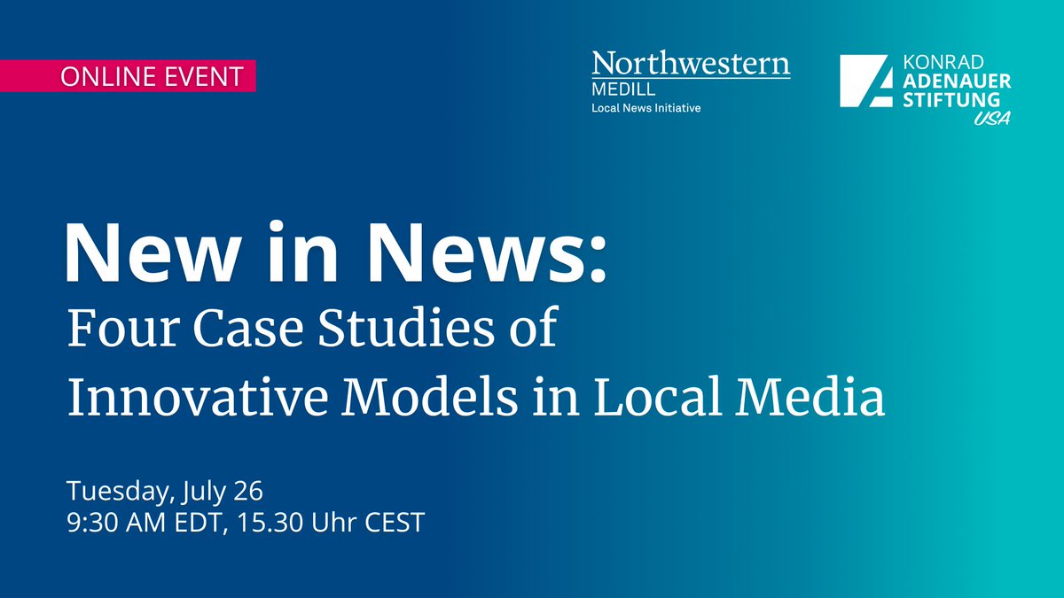 Innovative Models in Local Media: Our next online event with <a href="/LocalNewsIni/">Medill Local News Initiative</a> will showcase innovation in local news by highlighting four case studies of successful journalistic enterprises.
👉More information: bit.ly/3PBuLsh
👉Register here: bit.ly/3PkGpYQ