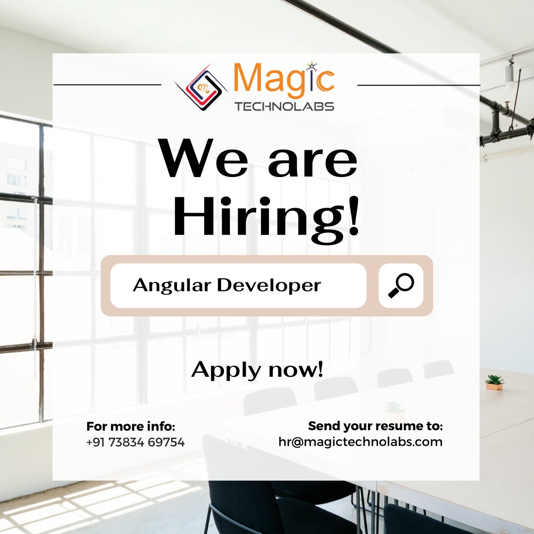 MagicTechnolabs's tweet image. Magic Technolab PVT Ltd is H I R I N G
The following profile at, Ahmedabad

🔹 Job Title: Angular Developer 
🔹 Experience: 1+ Years

📧 Interested candidates can share at hr@magictechnolabs.com
#ahmedabadjobs #angularjs #codebrik #angulardevelopers #iosdevelopers #iosdevelopment