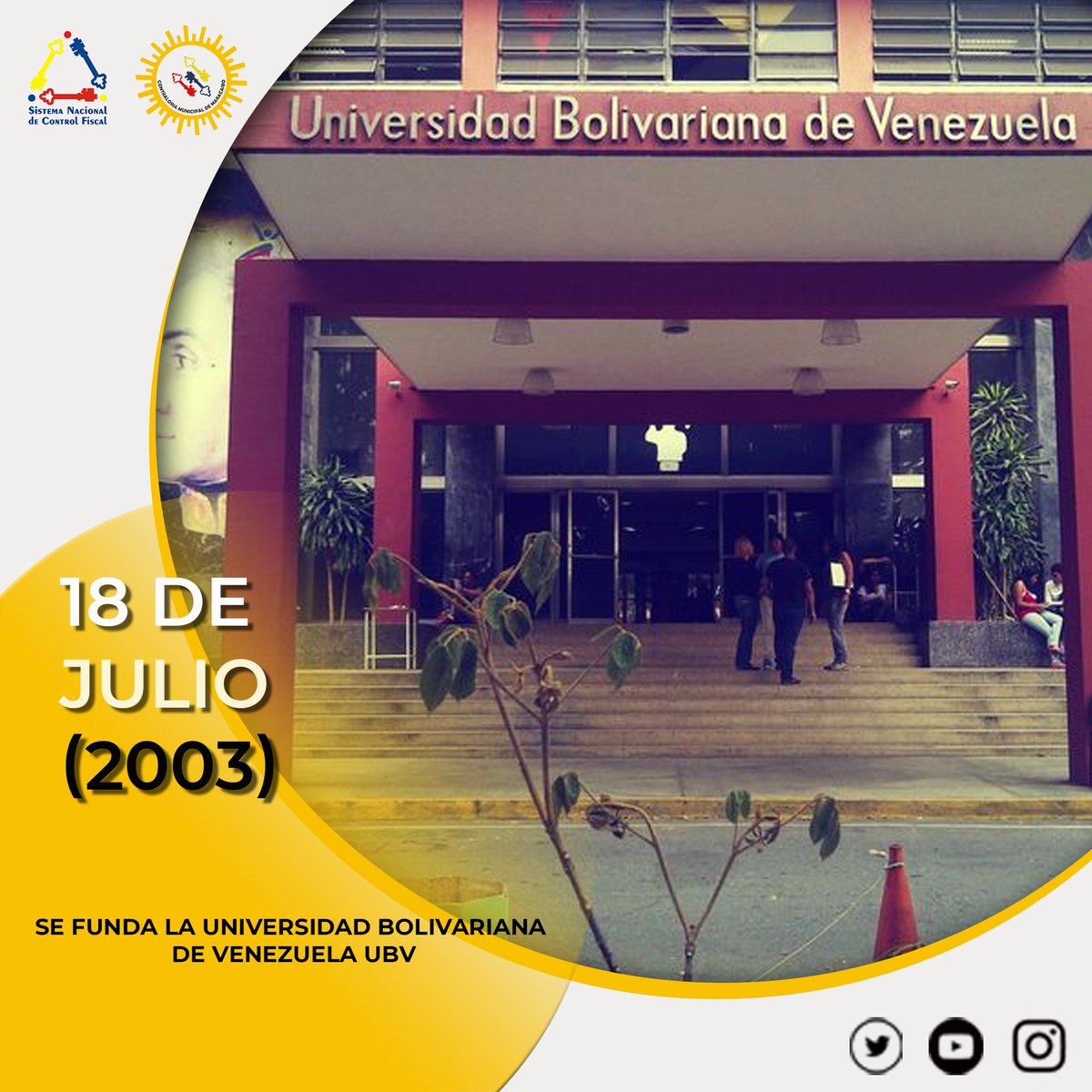 #Efemérides #18DeJulio🗣 La Universidad Bolivariana de Venezuela (UBV), fue fundada por el presidente de la República Bolivariana de Venezuela, Hugo Chávez Frías, según decreto presidencial n° 2517 en el 2003 y creada para fungir como punta del programa Misión Sucre.📖