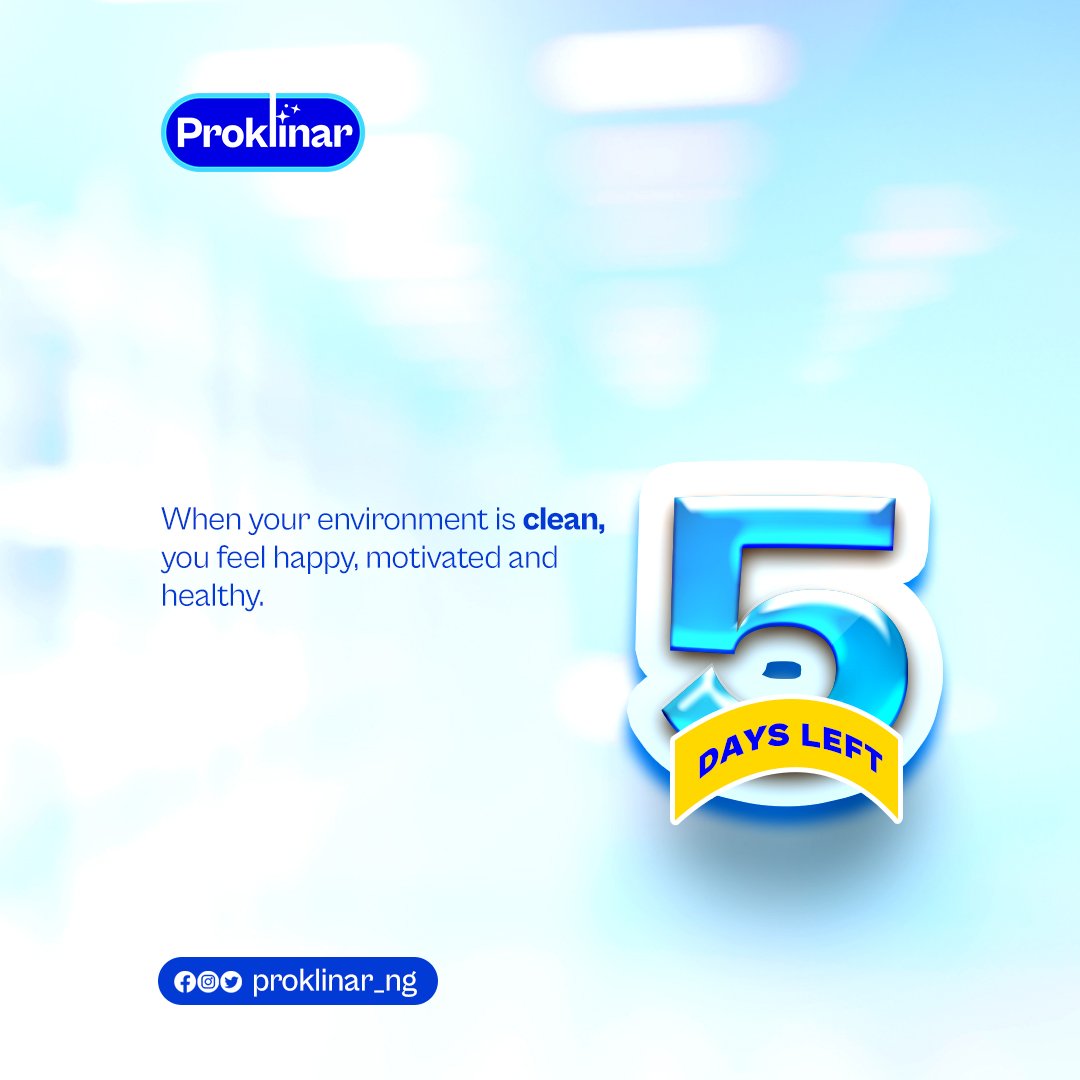 proklinar_ng's tweet photo. Did you know?

Staying in a clean environment can lighten up your mood. 

Now you do, start tidying up! 

Or... You can hire us to do that when we launch. 😎

Just 5 days left. 

#proklinar_ng #cleaningmotivation #cleaningagency #cleaningagent #cleaningagencyinlagos #janitorials https://t.co/4zSs3uN2EZ