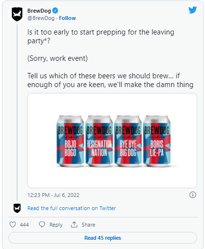 TheDrum's tweet photo. Brands are continuing to react to #BorisJohnson resigning. Check out the memes from @BurgerKing, @Zoopla and @innocent ✨
➡️ https://t.co/S0RA0GA08I
#BorisJohnsonResign #BorisOut #ResignationWatch #Boris #Politics https://t.co/pg1GpbunhD