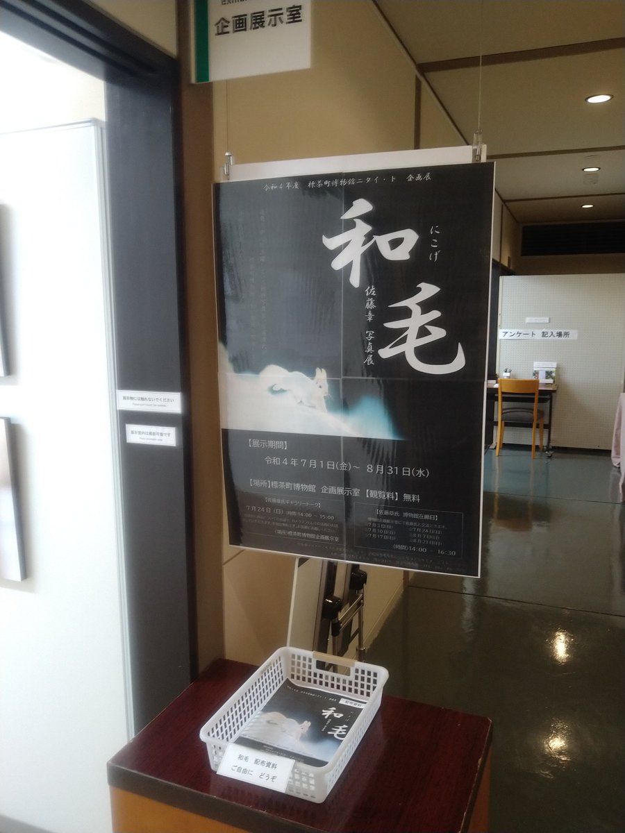 pnt8718's tweet photo. 標茶町から
標茶町博物館ニタイ・トで開催中の佐藤章さんの写真展「和毛」(ニコゲ)に17日㈰に観覧してきました🥰
とても素敵な写真で撮影の仕方について凄く勉強になりました👍
#佐藤章 #和毛 #ニコゲ #標茶町 #標茶町博物館 #標茶町博物館ニタイ・ト #写真展 #動物写真 #hokkaido #shibecha https://t.co/6hpoNFwykp