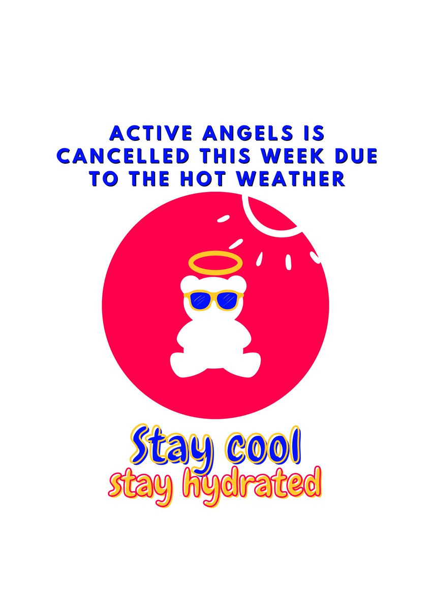BramhallCofE's tweet photo. Due to the hot weather, Active Angels is cancelled this week. Please take care in the sun, stay in the cool or shade where possible, stay hydrated and if you are concerned about the effects of heat stroke or heat exhaustion, contact 112 for medical advice. Stay safe everybody 🫶 https://t.co/5ERNKzmhGx