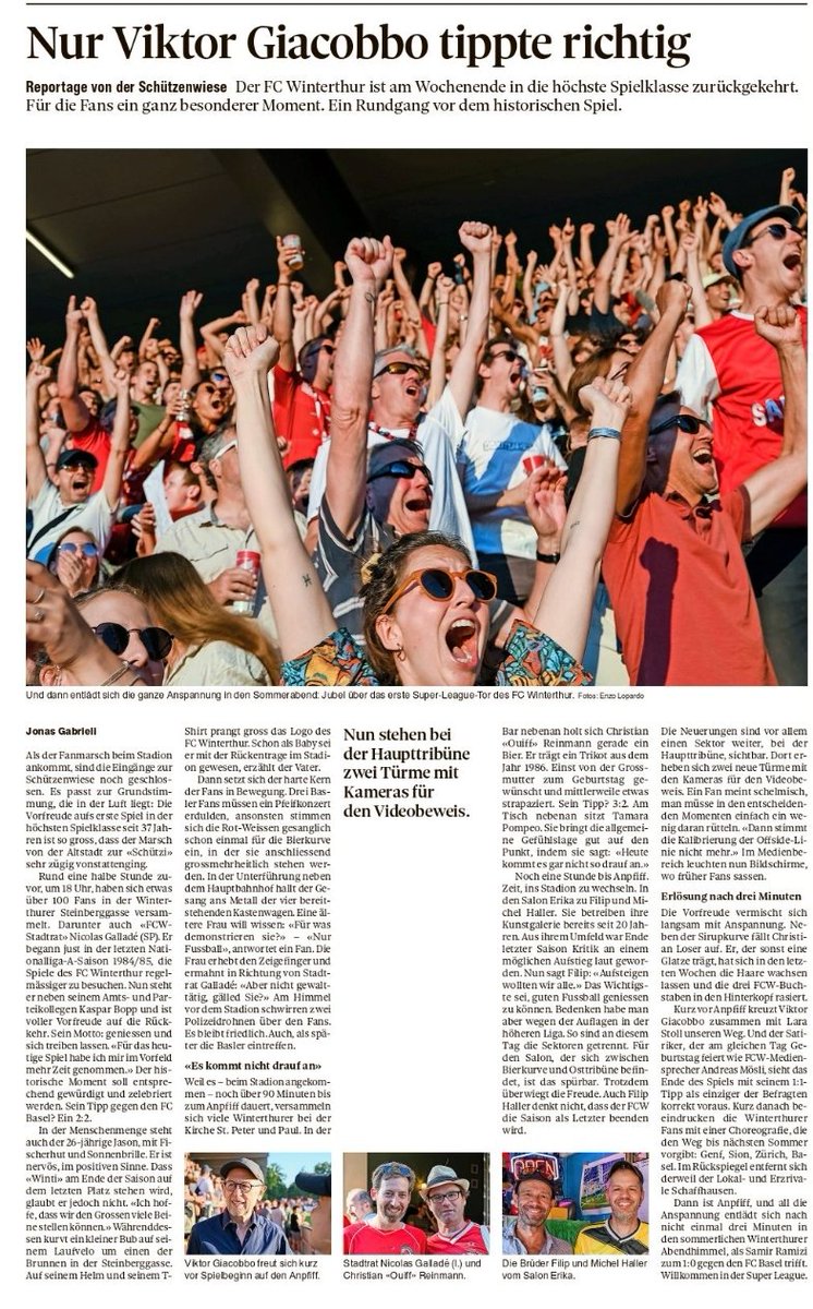 Dieser Artikel ist eine grosse Genugtuung für mich - bisher wurden nämlich meine Fähigkeiten als Sportprognostiker grob unterschätzt!
@JonasGabrieli <a href="/fcwinti/">FC Winterthur</a> <a href="/FCBasel1893/">FC Basel 1893</a> <a href="/tagesanzeiger/">Tages-Anzeiger</a>