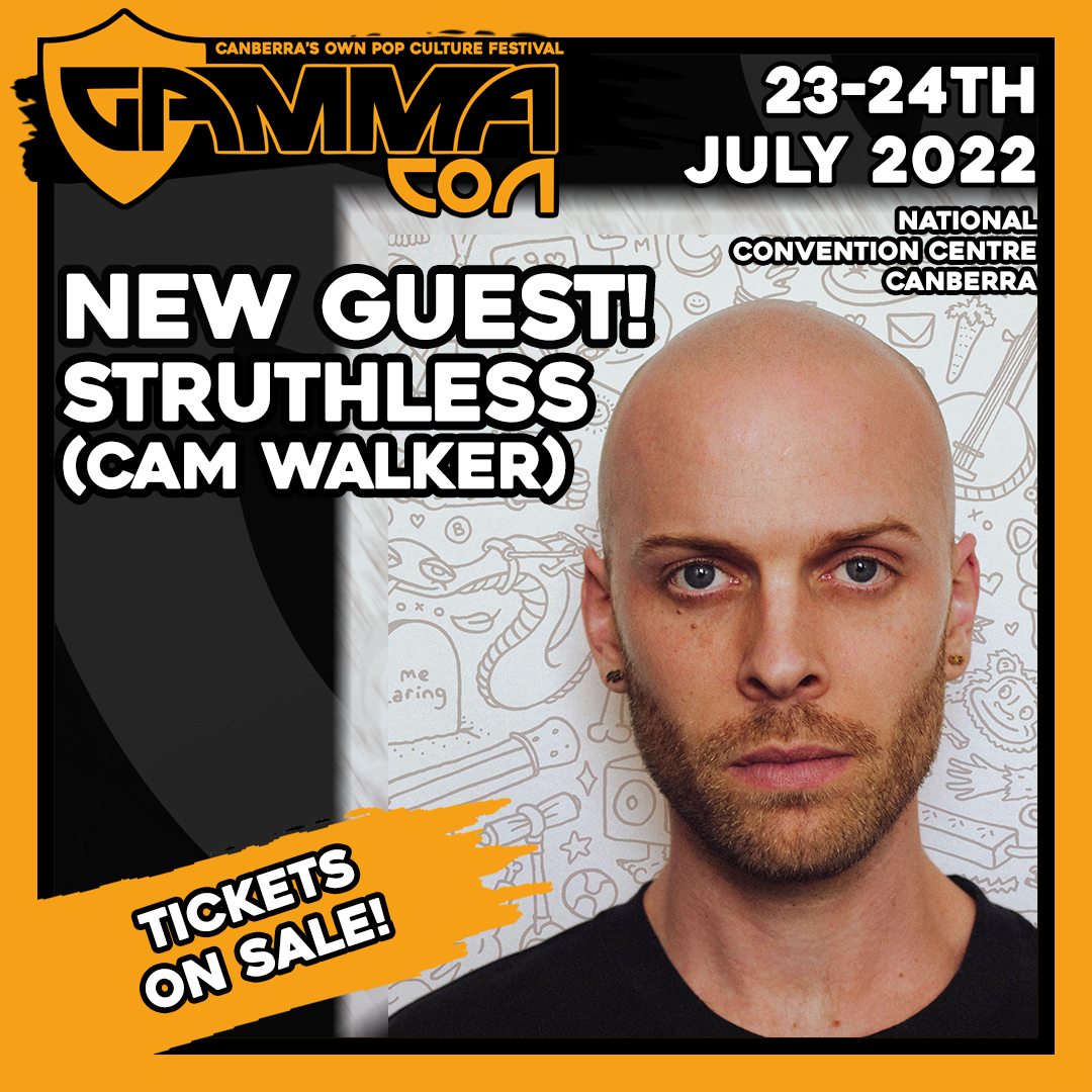 Coming to #GAMMACON2022 is Cam Walker (aka Struthless)  - illustrator, filmmaker, podcaster and content creator. Cam will be walking the festival or can be found at his booth over the day, and will be on stage at the 18+ GAMMA@Night program. Tickets: bit.ly/GAMMATix2022