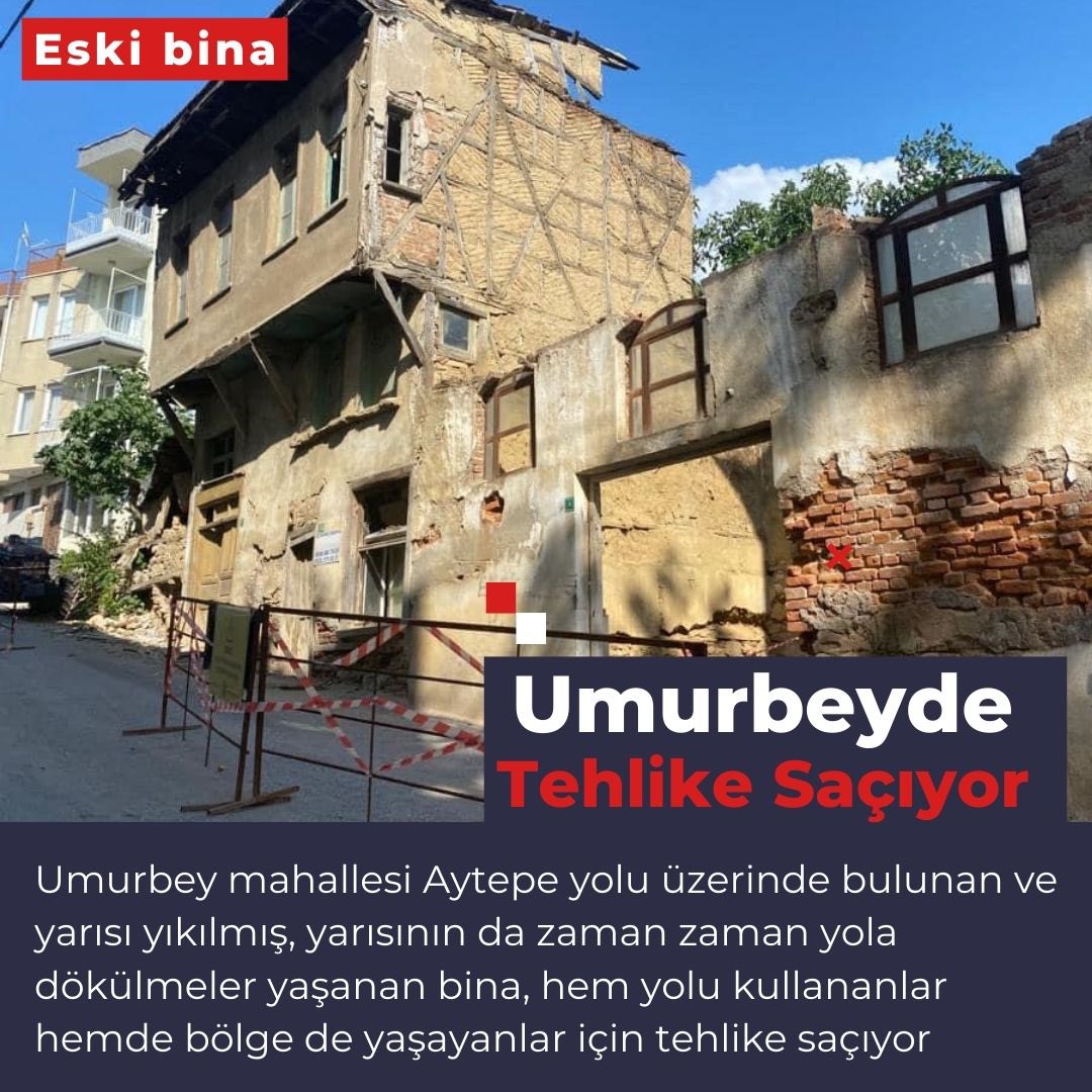 Umurbey'de Eski  Bina Tehlike Saçıyor #gemlik