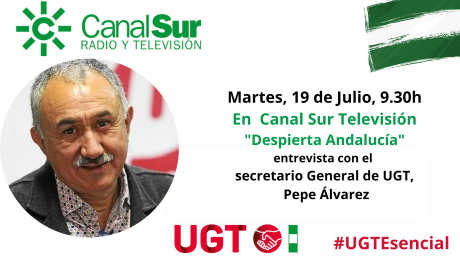UGT Andalucia (@ugt_andalucia) on Twitter photo Este martes, 19 de julio, no te pierdas la entrevista a <a href="/SG_UGT/">Pepe Álvarez</a> en el programa de <a href="/canalsur/">CanalSur</a> <a href="/DespiertaCSur/">Despierta Andalucía</a>
📆 Martes, 19 de Julio
⏰9.30
🎙️ Entrevista a Pepe Álvarez
📺Programa "Despierta Andalucía" de Canal Sur Tv Este martes, 19 de julio, no te pierdas la entrevista a <a href="/SG_UGT/">Pepe Álvarez</a> en el programa de <a href="/canalsur/">CanalSur</a> <a href="/DespiertaCSur/">Despierta Andalucía</a>
📆 Martes, 19 de Julio
⏰9.30
🎙️ Entrevista a Pepe Álvarez
📺Programa "Despierta Andalucía" de Canal Sur Tv