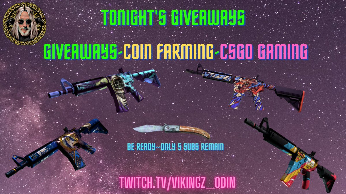 OdinVikingz's tweet photo. 🚨We are Live! https://t.co/btAkpqU1Xq

Happening Now!

4 M4A4 Giveaways
Sub Gifter Giveaway
Raffle Giveaways
TOPSKIN Depositor Giveaway
Stream Store Giveaway
Sub Goal Giveaway

✅Follow + RT + Tag Friend
✅Be Live on Stream

#csgo #topskin_csgo #csgoskins #CSGOGiveaway https://t.co/6KqytXqqq4