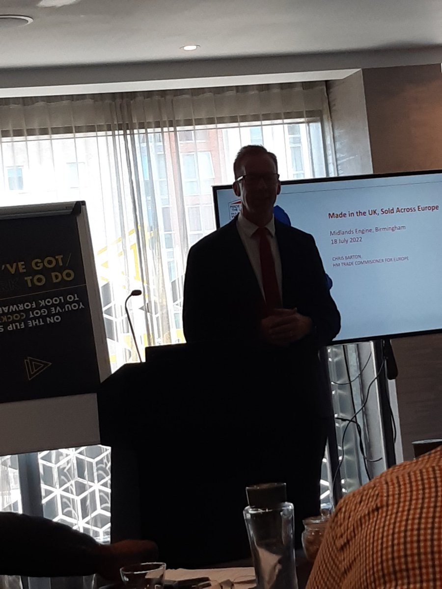 mandyjhaque's tweet photo. At a @midsengine event listening to HM Trade Conmissioner Chris Barton on the importance of trading with Europe. May this year saw the highest exports ever to Europe. £300billion worth of exports last year to Europe. https://t.co/RnK0W73eS2