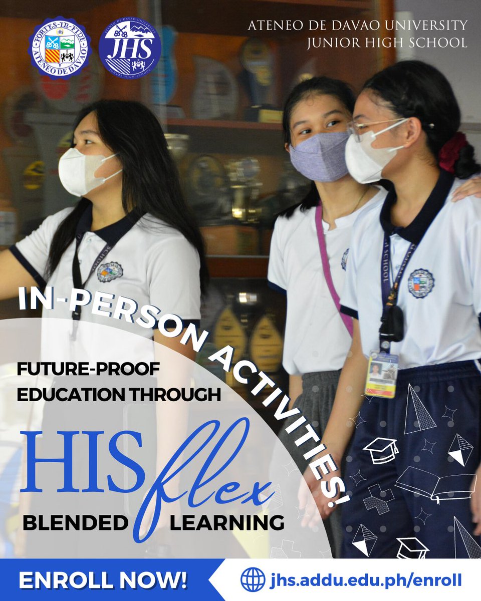 Ateneo de Davao University JHS (@addu_jhs) on Twitter photo ENROLL NOW | Make the best choice for your child today and enroll in ADDU JHS at jhs.addu.edu.ph/enroll!
Poster by OSA Creatives
Jaimee Pearl Delgado
Aury Castillo
Janeen Violette
Joie Tabanguil
<a href="/addujhs_osa/">AdDU JHS OSA</a> @asecofficial23 ENROLL NOW | Make the best choice for your child today and enroll in ADDU JHS at jhs.addu.edu.ph/enroll!
Poster by OSA Creatives
Jaimee Pearl Delgado
Aury Castillo
Janeen Violette
Joie Tabanguil
<a href="/addujhs_osa/">AdDU JHS OSA</a> @asecofficial23