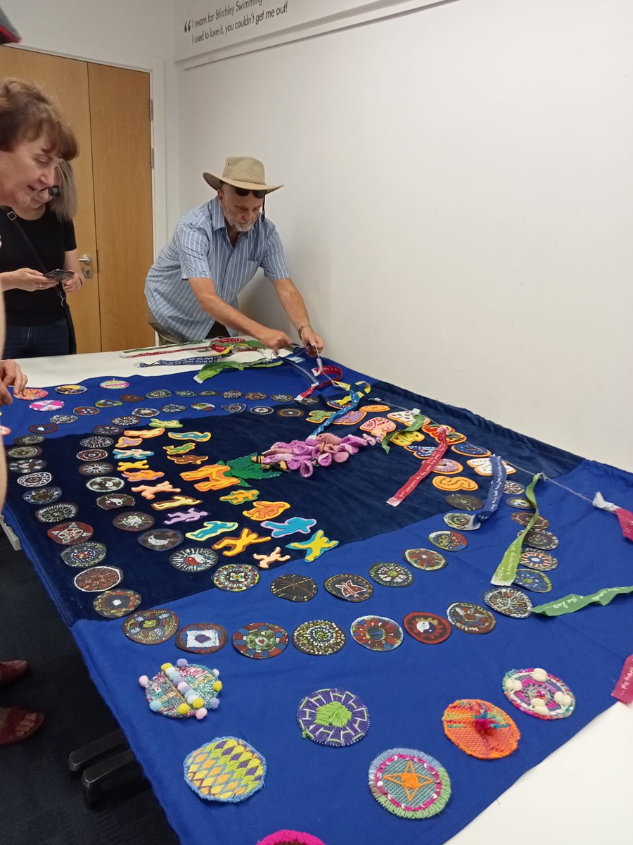 LeafCreativeArt's tweet photo. Thanks to everyone who came to the banner unveiling  for our Celebrating Communities @birminghamcg22 project. Big thanks to @NachdaSansaar for the bhangra classes &amp; @Mr_Panmaestro for the steel pan drumming.
Our banner is now displayed in the hall @stirchleybaths   @SellyOakNNS https://t.co/jwuWIbjlmU