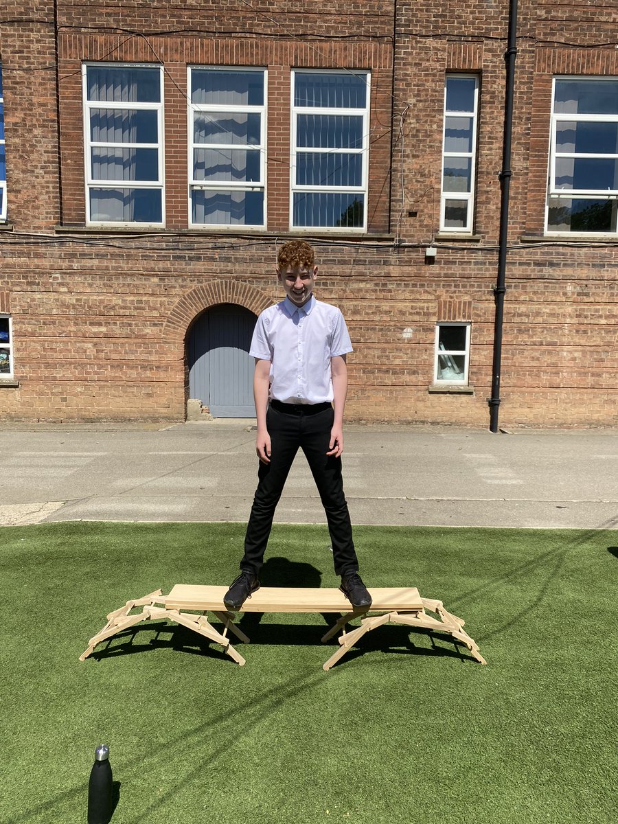 Y9's building the #DaVinci bridge, no instructions, just materials. #teamwork #engineering <a href="/bevgrammar/">Beverley Grammar</a>