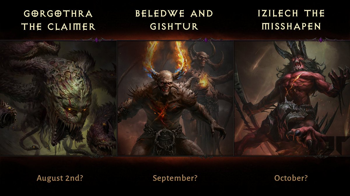 mountarreat's tweet photo. Looking forward to the new Helliquary bosses in #DiabloImmortal. Look at these beasts! Surely tough to beat - that's almost guaranteed. #Helliquary #Raidboss https://t.co/ul1q81Fv6u