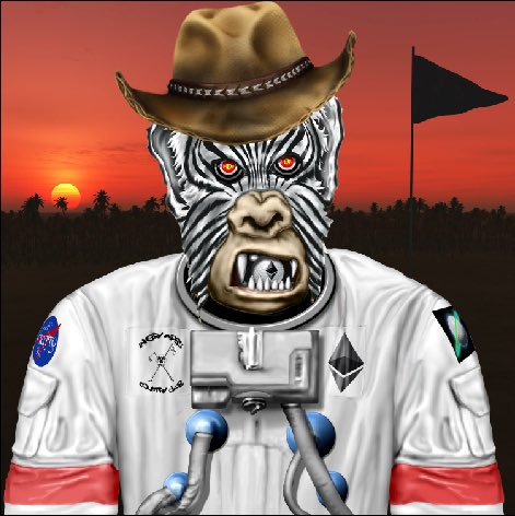 AngryApesCC's tweet photo. 💥💥💥FINAL NFT REVEAL💥💥💥

T-MINUS 61 HRS UNTIL MINT! WE ARE READY FOR LIFTOFF!!🚀🚀🚀

Traits 
Background (Sunset)
Head (Cowboy hat)
Eyes (Target)
Mouth (ETH golf ball)
Fur (Zebra)
Clothes (Astronaut white)

#GETANGRY #NFT #GOLFNFT #MINTING https://t.co/WrxY3zFBKu