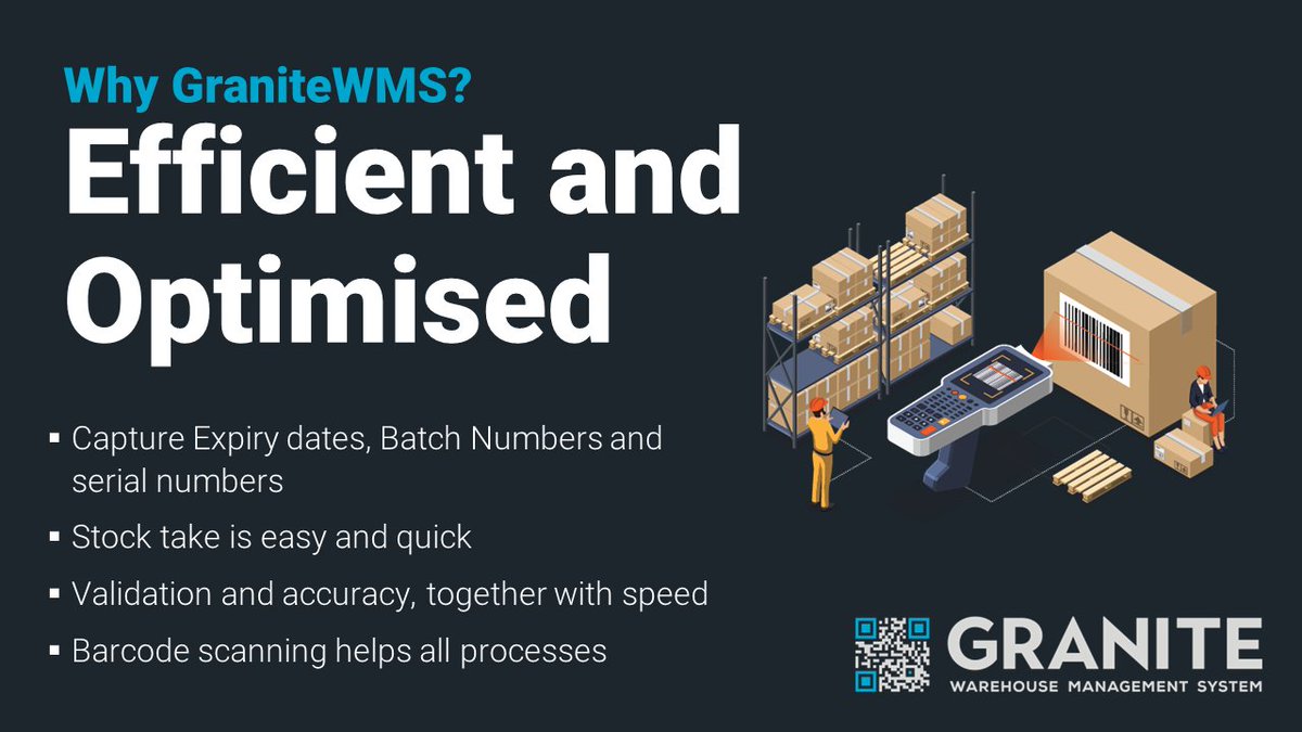 Granitewms's tweet photo. GraniteWMS is an efficient and optimized system that  improves speed and accuracy in your warehouses processes. 

Find out more: https://t.co/Z0NNAfnxGk https://t.co/9HZECElvaQ