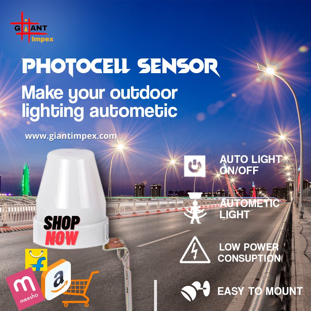 ImpexGiant's tweet photo. Ask for Photocell Sensor Light - #SensorLight
#GIANTIMPEX Auto Day/Night On & Off Photocell, LDR Sensor Switch for Lighting Waterproof Photocell - #Sensor10A
Available in #Amazon, #Meesho and #Flipkart
Order Now:
https://t.co/uwBgKzF11d https://t.co/CCXmMfO26h