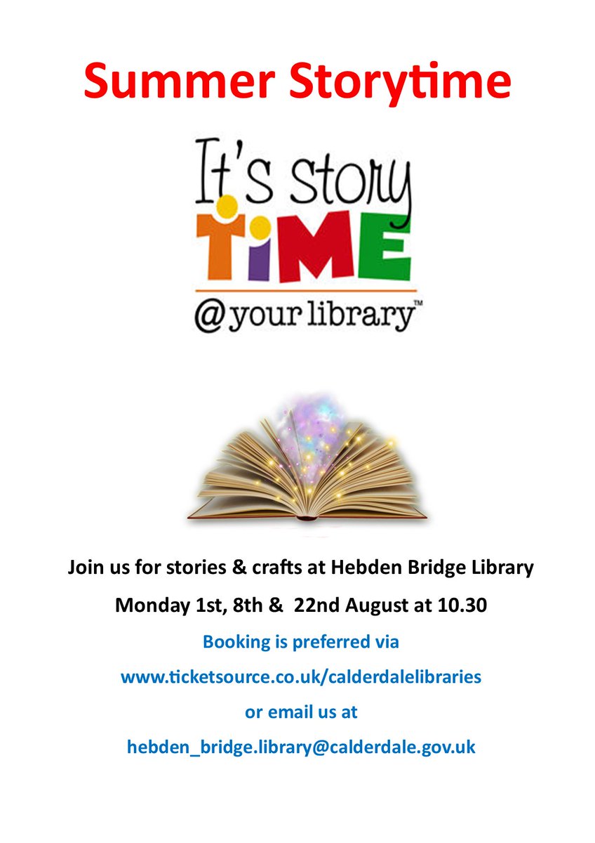 CMBClibraries's tweet photo. We have some fabulous children's activities lined up at Hebden Bridge Library over the summer holidays. Check them out & book via https://t.co/T8A2CqR19A
#summerfun #calderdalelibraries https://t.co/5nIJmna9wi