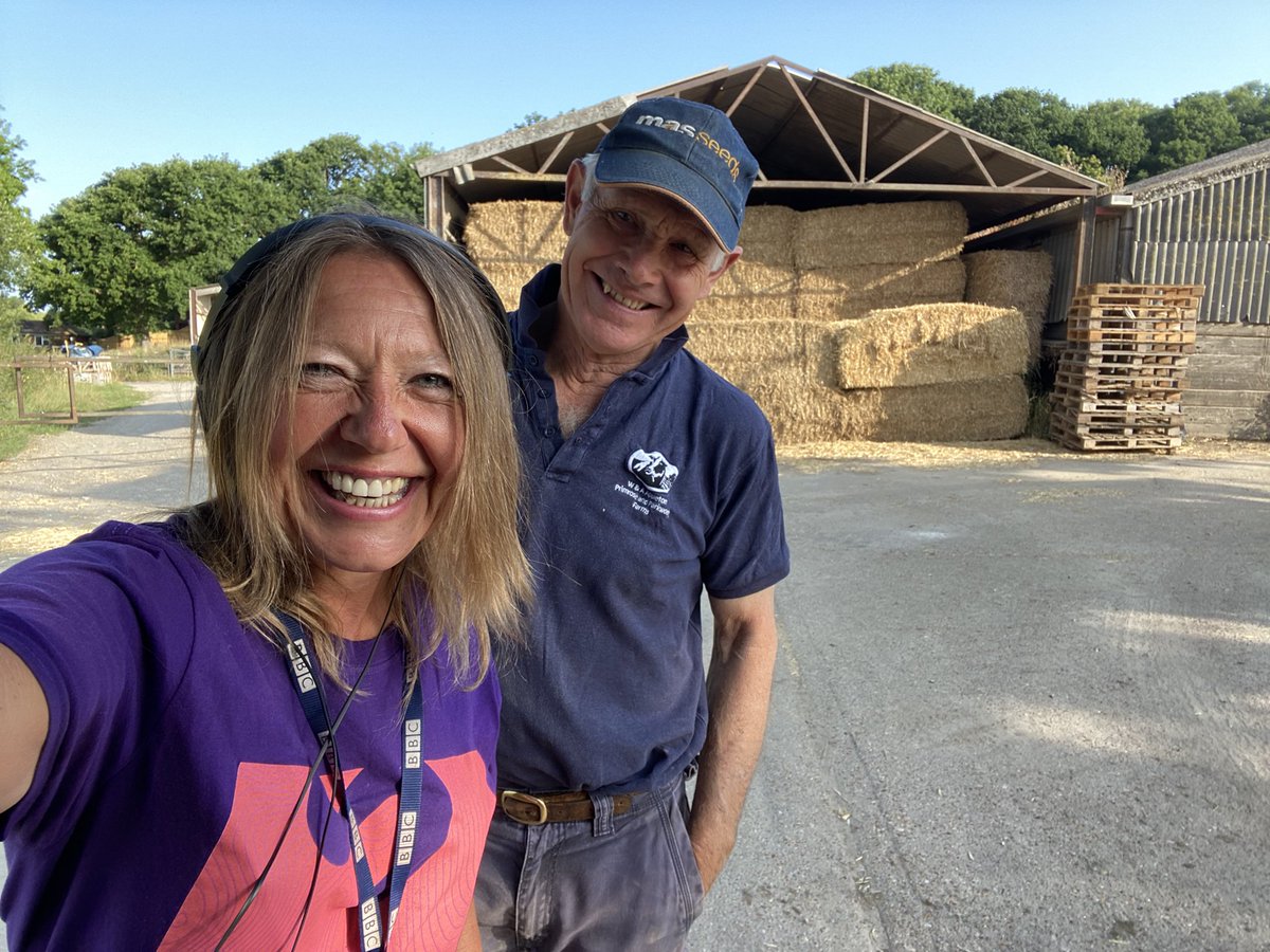BBCSussex's tweet photo. Out and about this morning at Park Farm Dairy in #UpperDicker. We sent @OBrienKrystyna to find out how 3rd generation farmer Peter Appleton keeps his 450 milking cattle cool in this heat 🌞☀️ https://t.co/9Gesd2LU25