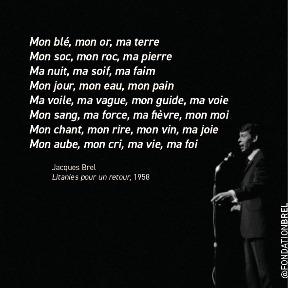 FondationBrel's tweet photo. Jacques Brel. Litanies pour un retour, 1958. https://t.co/kokBHs5N6O