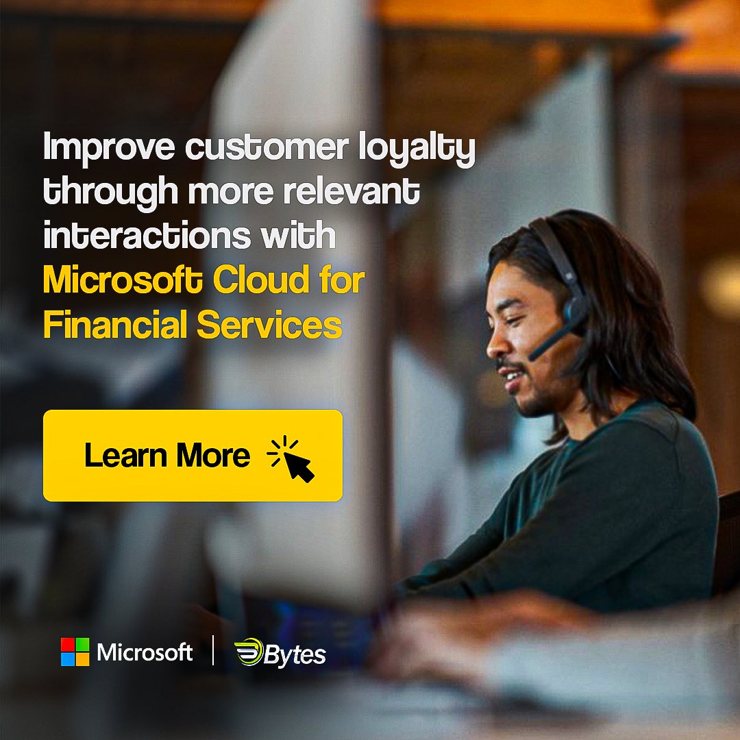 bytesltd's tweet image. Are you looking to improve customer loyalty through more relevant interactions and deeper insights? Read the @Microsoft Cloud for Financial Services blog to accelerate connected customer experiences.  

#MSFTFinServ

Read the blog: bit.ly/3PBL2xu

#MSCloud #MSFTFinServ
