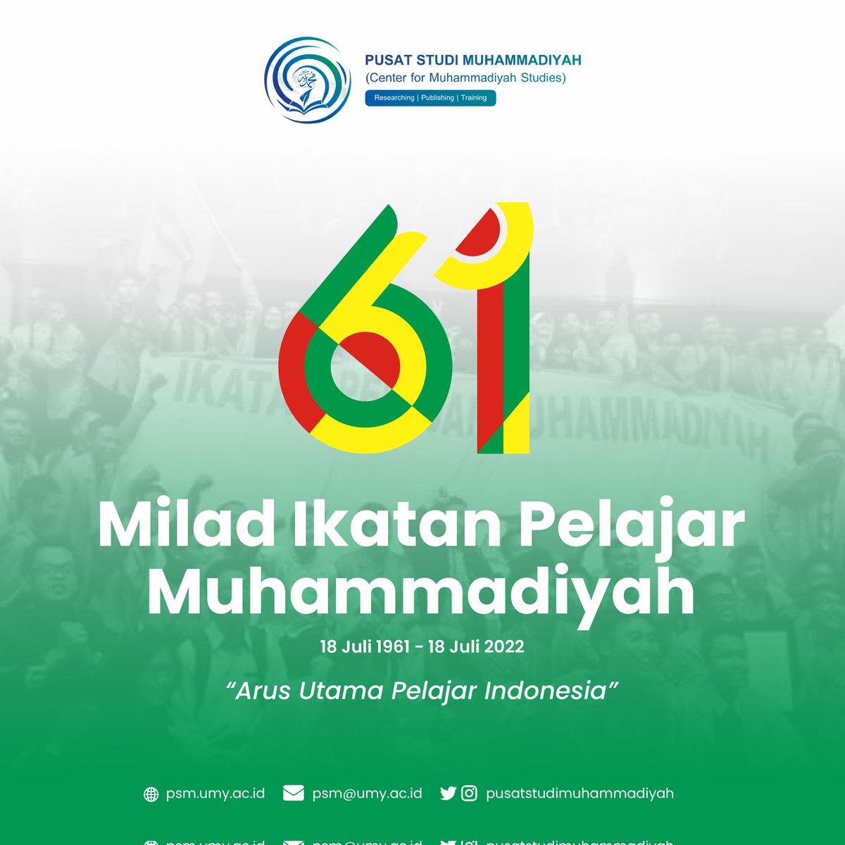 Selamat #Milad61IPM <a href="/PPIPM/">Rumah Kreatif Pelajar</a> 

Semoga terus konsisten menjadi wadah bagi pelajar Muhammadiyah untuk tetap progresif dan adaptif dalam menjawab tantangan zaman

#TerimaKasihIPM #Muhammadiyah
