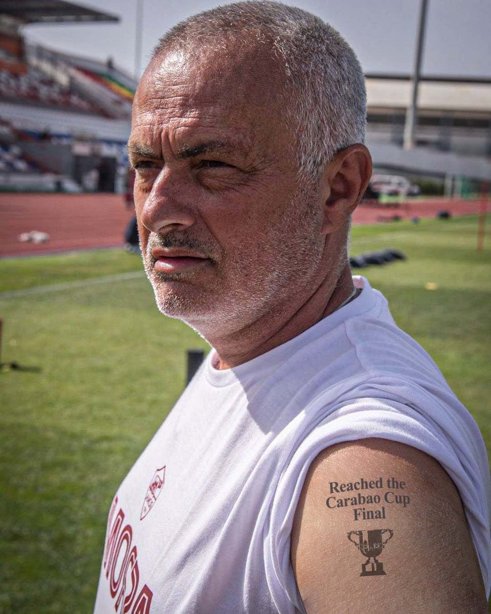 On one arm, Jose Mourinho now has tattoos of the three European trophies he's won.

On the other, he's got one to mark his time at Tottenham.