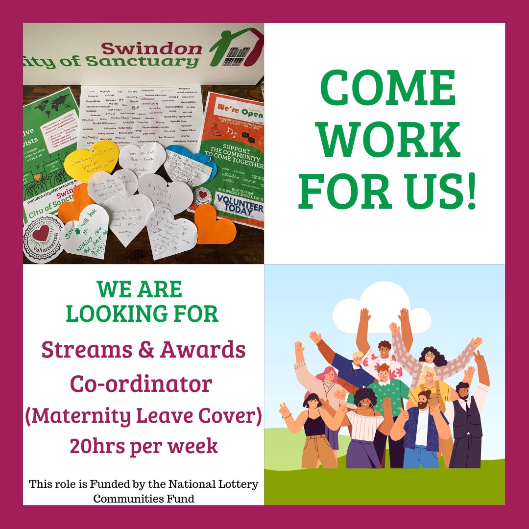It's the closing date for our Streams & Awards Mat cover vacancy today, you can still apply by 5pm 🧡#Swindon #SwindonJobs #Charitywork #thirdsector #SanctuaryAwards