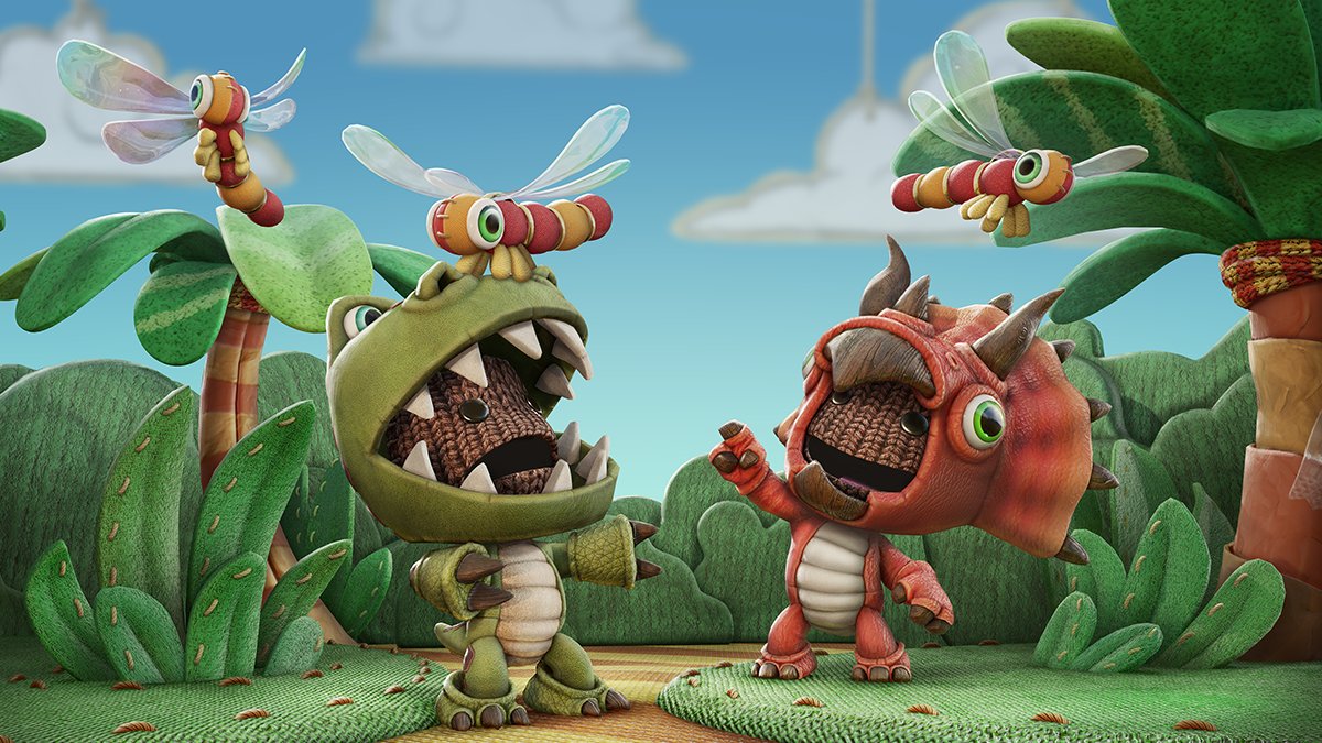 LittleBigPlanet's tweet photo. Prepare to go prehistoric with #Sackboy! 🦖

And stomp around Craftworld in these roar-some T-Rex and Triceratops Costumes for Sackboy: A Big Adventure! 🐾

Available on the PlayStation Store from July 22nd. https://t.co/BOoUE2Q6UV