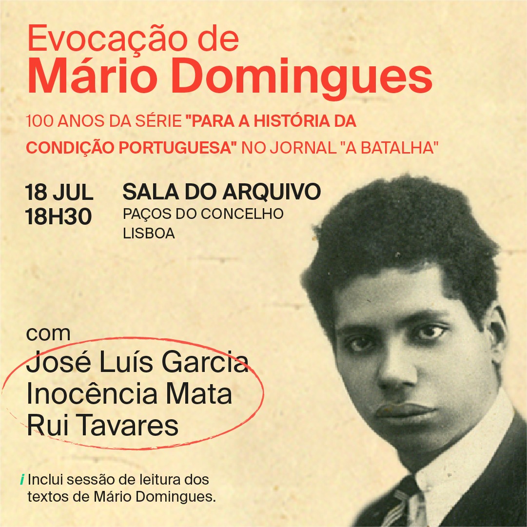 icsunivlisboa's tweet photo. José Luís Garcia, Inocência Mata e @ruitavares apresentam hoje o livro "Mário Domingues - A Afirmação Negra e a Questão Colonial" (@edtintadachina). Às 18h30 na Sala do Arquivo dos Paços do Concelho em Lisboa. https://t.co/LoWMz72goZ