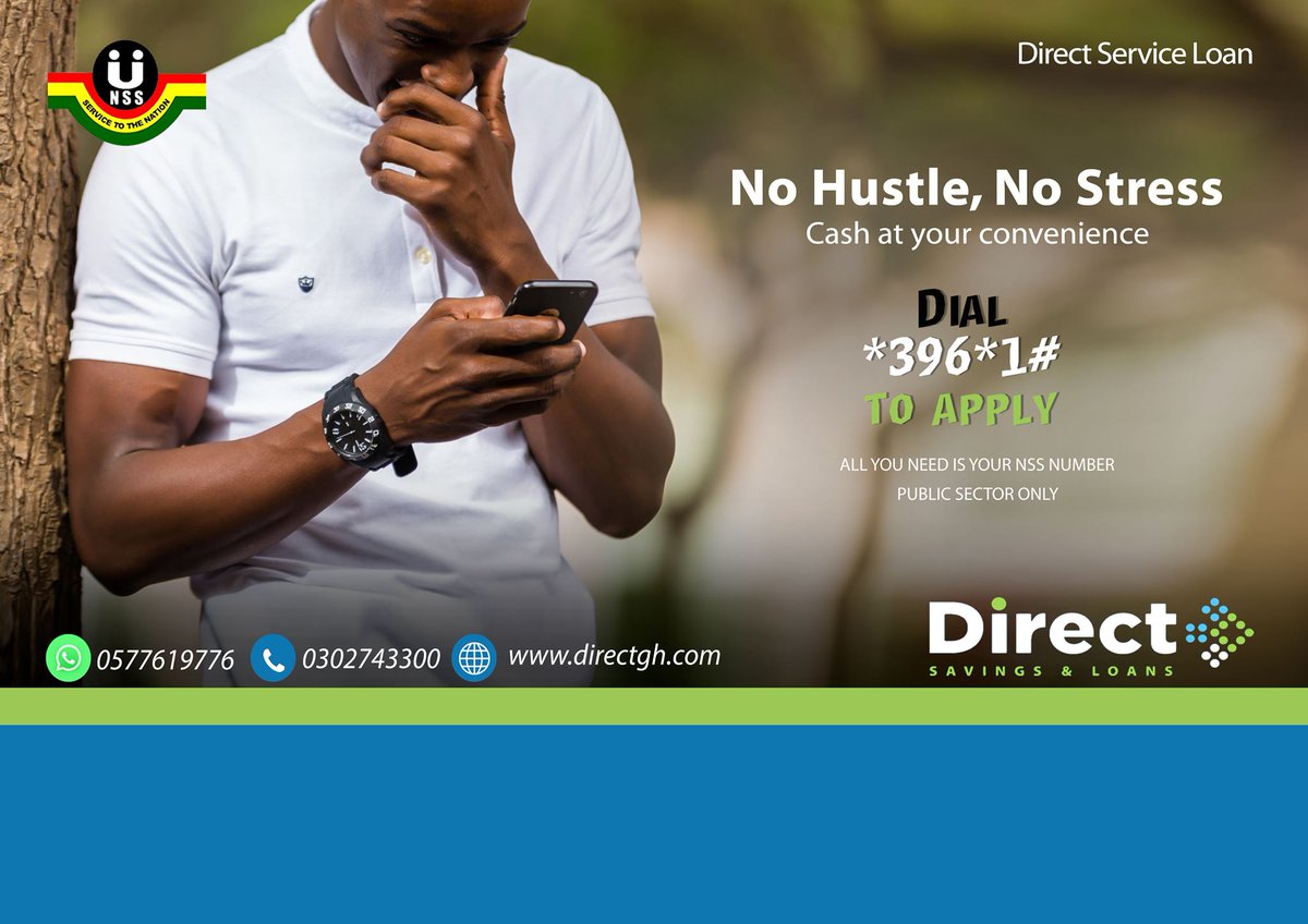 directsnl's tweet photo. No Hustle, No Stress. Get cash at your convenience. Dial *396*1# to apply.

#NSSLoans #directserviceloans #Direct https://t.co/rt00crTaoE