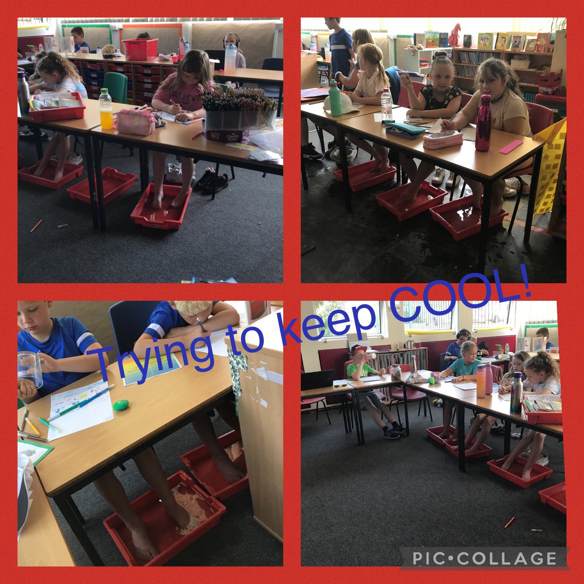 Keeping cool by paddling in our trays! #TeamMillbrook <a href="/MillbrookP/">Millbrook Primary</a>