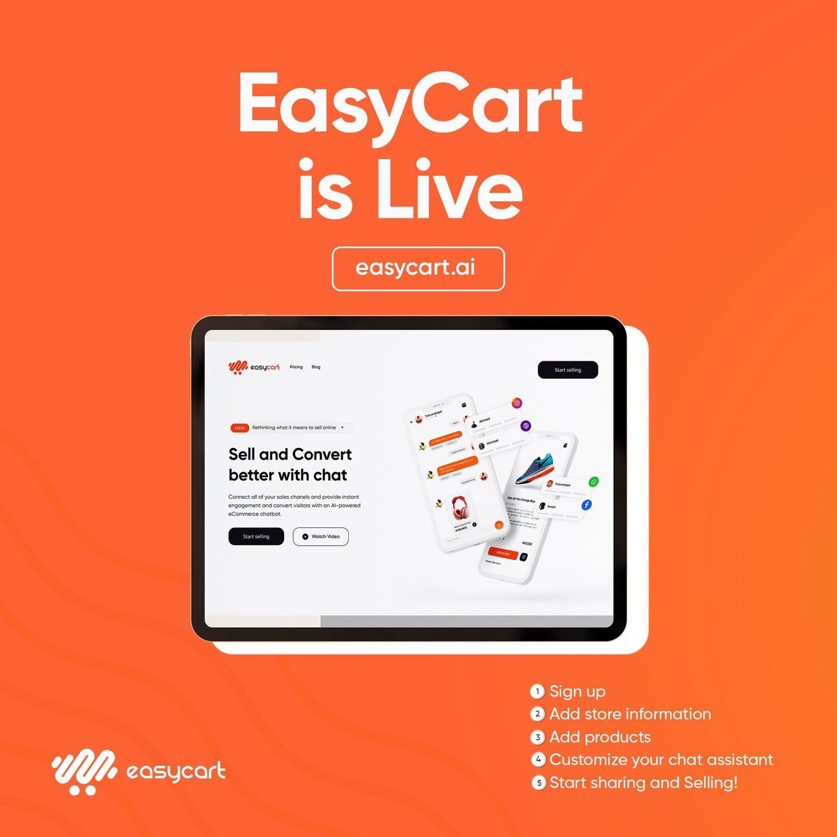 theeasycartapp's tweet photo. The EasyCart team took sometime to work on your suggestions and we are live again🙂!
#EasyCart #Chat2Cart
#Chatcommerce https://t.co/FcOhWXUwSU