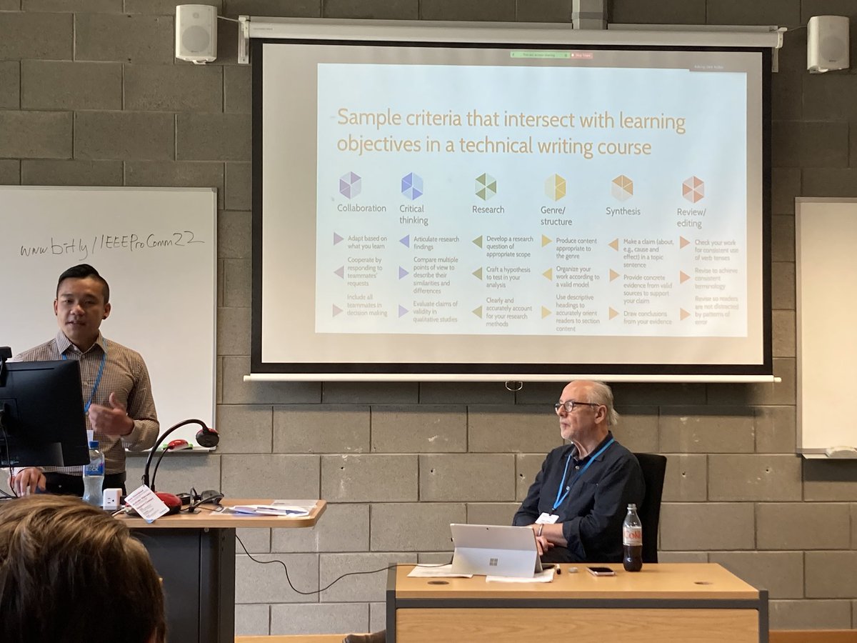 pmrdms's tweet photo. @JasonCKTham and Joe Moses on ideas for aligning course learning objectives in writing courses #ProComm2022 #ProComm22 #tcidul https://t.co/tSzobwc6jp