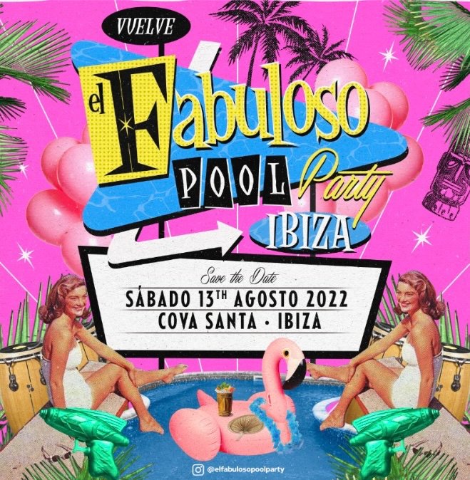 Aquí estamos de nuevo!
Vamos a celebrar nuestro 10º Aniversario por todo lo alto el sábado 13 de agosto en <a href="/CovaSantaIbiza/">Cova Santa</a>  
La pool party más tropical y divertida del año IS BACK!
#elfabulosopoolparty #covasantaibiza #elfabuloso #ibiza #poolparty #fiestatropical