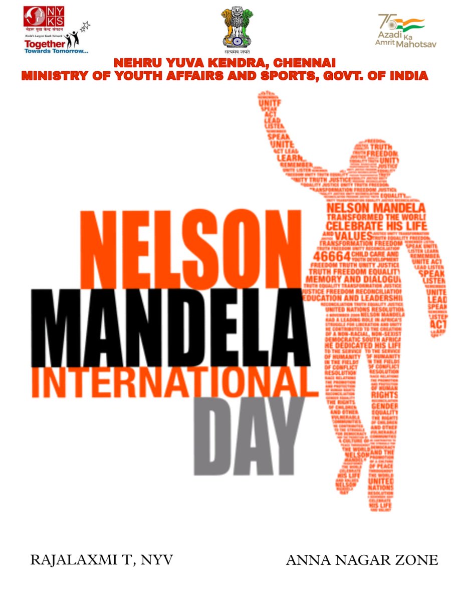 “Everyone can rise above their circumstances and achieve success if they are dedicated to and passionate about what they do.”
Remembering the Great Nelson Mandela on his birth anniversary.
@Nyksindia 
@YASMinistry 
@ianuragthakur 
#MandelaDay2022 #NelsonMandelaInternationalDay