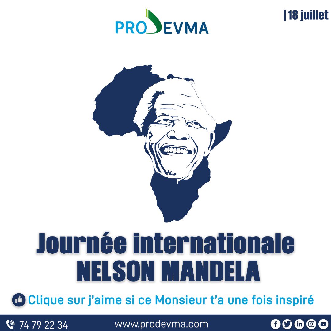 prodevma's tweet image. Journée internationale Nelson MANDELA.
Une occasion de nous rappeler de ses mots aussi éducatifs que motivants.

"Que vos choix soient le reflet de vos espoirs et non de vos peurs". Nelson Mandela.

#mondaymotivation
#NelsonMandelaDay
#prodevma
