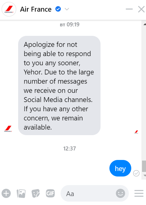 YehKos1's tweet photo. EU regulation 261 is not about @airfrance #airfrance.
They got money, canceled the flight, and told that are not going to refund. For now, they stopped answering me in messenger. #fraud
That is not, how the civil World and Europa should look. https://t.co/Q4Zm0eZSzf