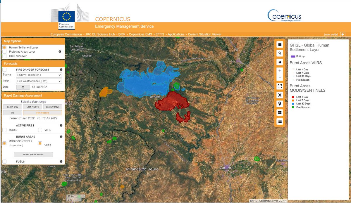 ruben_ruheca's tweet photo. 30.000 hectáreas quemadas hace un mes en #IFSierradelaCulebra (mancha azul)
2.000 Ha en #IFFigueruelaDeArriba (naranja)
11.000 Ha ya en #IFLosacino en un día (roja)

Lo que hemos perdido en #Zamora ya es incalculable.

Fuente: @CopernicusEMS @CopernicusEU 
https://t.co/usKGPjjgFZ https://t.co/CPudto29F1