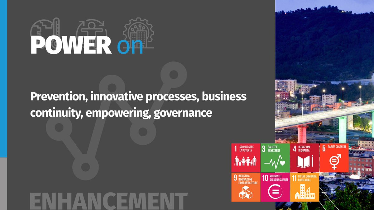 ResilientGenoa's tweet photo. POWER ON, the Soft action of the Genoa 2050 Action Plan to improve the effectiveness and efficiency of the Institution's action and strengthen business continuity and organizational #resilience with a view to #prevention. 
Download the document: https://t.co/XIlpY8t71z
#community https://t.co/iQZ8wMW7De