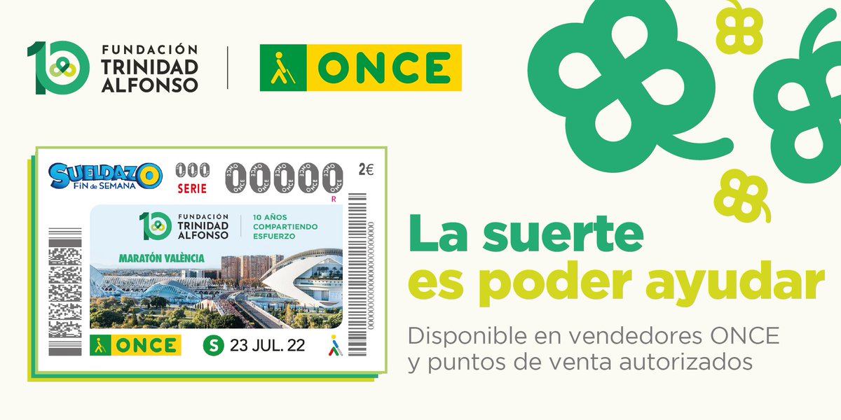 ¡Ya está a la venta el cupón de la <a href="/ONCE_oficial/">ONCE</a> que conmemora el 10º aniversario de la <a href="/FTA_CV/">Fun.Trinidad Alfonso</a> y que lleva la imagen de nuestro Maratón!