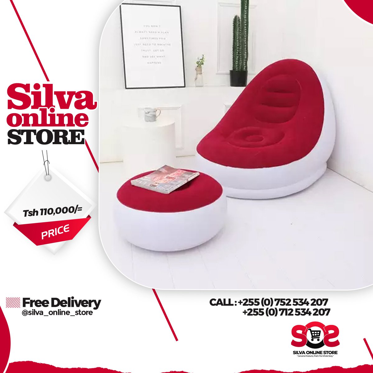 _SoSLLC's tweet photo. Relax. Get Comfortable. Enjoy The View!
Inflattable Air Sofa For Tsh. 110,000/= Only.
Place your order now!
~
Call/Whatsapp: 0752 534 207 or 0712 534 207
Free delivery in DSM and pay on delivery.
#silvaonlinestore #sofa #airsofa #relax #outdoorfun #onlineshop #instapreneur https://t.co/5oOFdbVds3