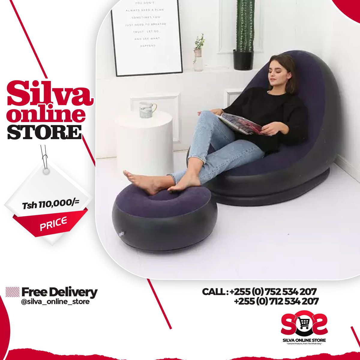 _SoSLLC's tweet photo. Relax. Get Comfortable. Enjoy The View!
Inflattable Air Sofa For Tsh. 110,000/= Only.
Place your order now!
~
Call/Whatsapp: 0752 534 207 or 0712 534 207
Free delivery in DSM and pay on delivery.
#silvaonlinestore #sofa #airsofa #relax #outdoorfun #onlineshop #instapreneur https://t.co/5oOFdbVds3
