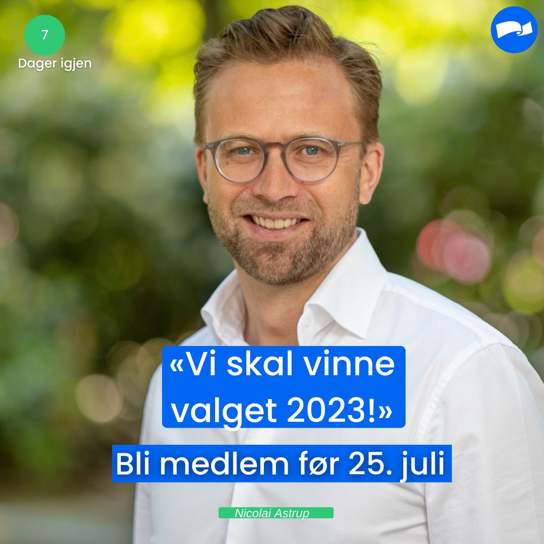 8 dager igjen!
Bli medlem før 25. juli, og vær med å stemme frem din favoritt blant 130 flotte kandidater til Høyres bystyreliste🤩

Bli medlem her: oslohoyre.no/bli-medlem/ 

Sjekk ut de som ønsker å stå på listen her: oslohoyre.no/nyheter/disse-…
